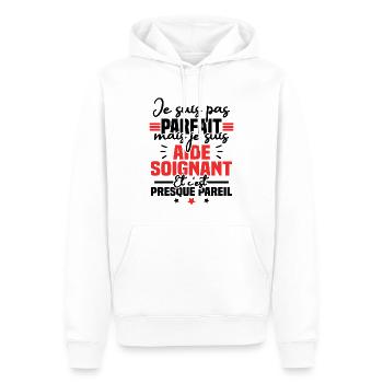 Je suis pas parfait mais je suis aide soignant - Sweat à capuche Premium bio Homme - blanc - Devant - Nico (187cm)