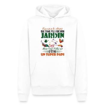 J'aime mon jardin et un super papi - Sweat à capuche Premium bio Homme - blanc - Devant - Nico (187cm)