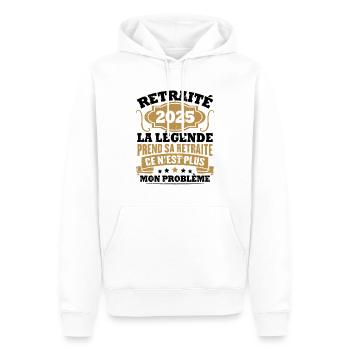 Humour Cadeau Retraité 2025, Retraité En 2025 - Sweat à capuche Premium bio Homme - blanc - Devant - Nico (187cm)