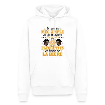 Je veux juste jouer aux fléchettes et bière - Sweat à capuche Premium bio Homme - blanc - Devant - Nico (187cm)