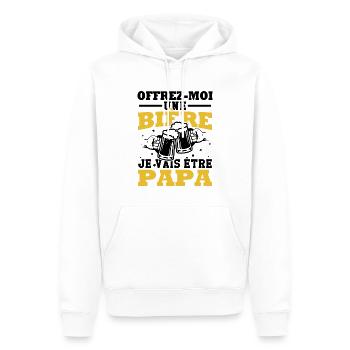 Offrez moi une bière je vais être papa - Sweat à capuche Premium bio Homme - blanc - Devant - Nico (187cm)