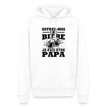 Offrez moi une bière je vais être papa - Sweat à capuche Premium bio Homme - blanc - Devant - Nico (187cm)
