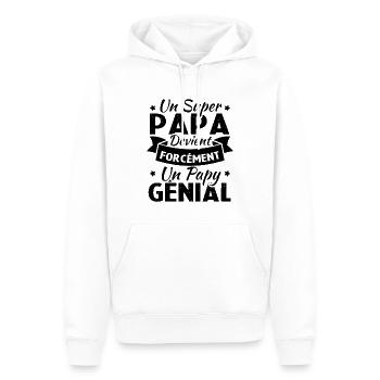 Un super papa devient forcément un papy génial - Sweat à capuche Premium bio Homme - blanc - Devant - Nico (187cm)