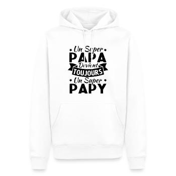 Un super papa devient toujours un super papy - Sweat à capuche Premium bio Homme - blanc - Devant - Nico (187cm)