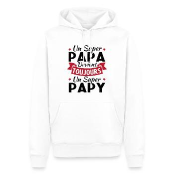 Un super papa devient toujours un super papy - Sweat à capuche Premium bio Homme - blanc - Devant - Nico (187cm)