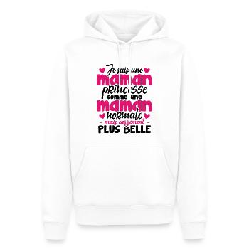 Je suis une maman princesse carrément plus belle - Sweat à capuche Premium bio Homme - blanc - Devant - Nico (187cm)