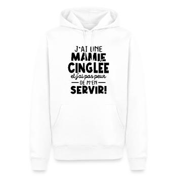 J'ai une mamie cinglée et je peux m'en servir - Sweat à capuche Premium bio Homme - blanc - Devant - Nico (187cm)