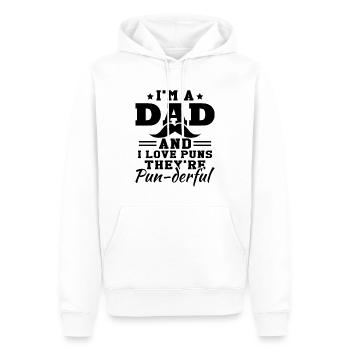 Ich liebe Wortspiele | Herren | Papa Witz - Männer Premium Bio Hoodie - Weiß - Vorne - Nico (187cm)