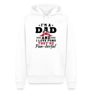 Ich liebe Wortspiele | Herren | Papa Witz - Männer Premium Bio Hoodie - Weiß - Vorne - Nico (187cm)