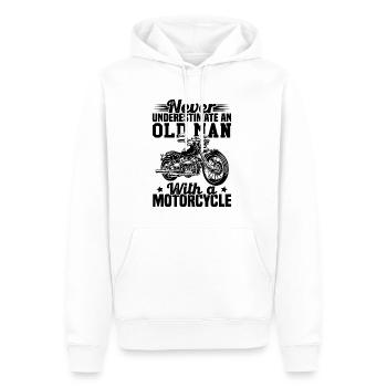 Ne sous-estimez jamais un vieil homme avec une moto - Sweat à capuche Premium bio Homme - blanc - Devant - Nico (187cm)