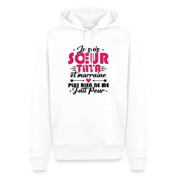 Sœur Tata et Marraine - Sweat à capuche Premium bio Homme - blanc - Devant - Nico (187cm)