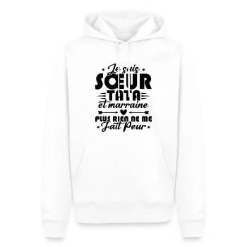 Sœur Tata et Marraine - Sweat à capuche Premium bio Homme - blanc - Devant - Nico (187cm)