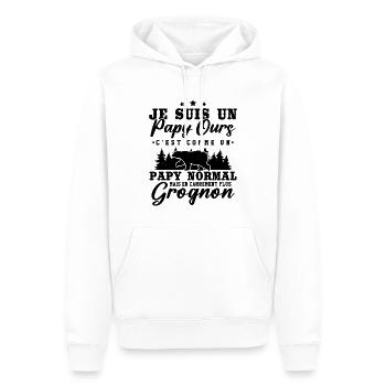 Je suis un papy ours grognon - cadeau humour papy - Sweat à capuche Premium bio Homme - blanc - Devant - Nico (187cm)