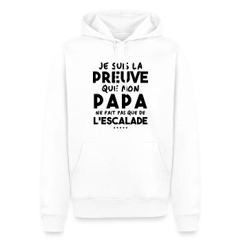 Preuve que papa ne fait pas que de l'escalade - Sweat à capuche Premium bio Homme - blanc - Devant - Nico (187cm)