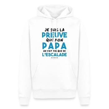 Preuve que papa ne fait pas que de l'escalade - Sweat à capuche Premium bio Homme - blanc - Devant - Nico (187cm)