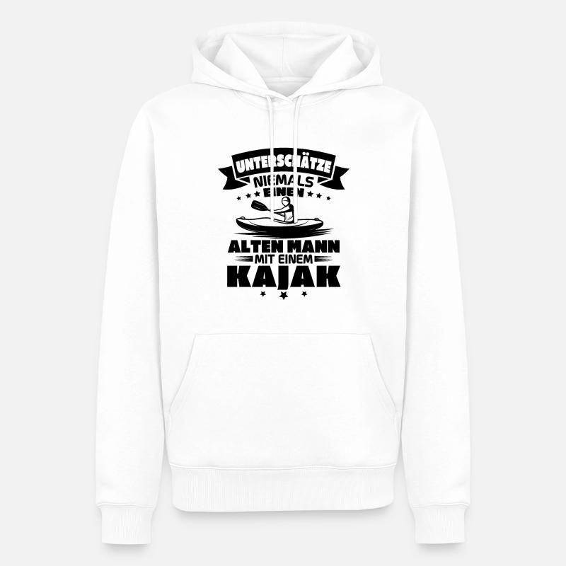 Alten mann mit einem Kajak - Männer Premium Bio Hoodie - Weiß