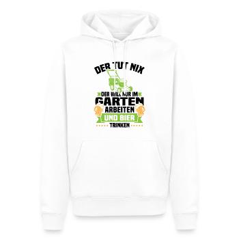 Will nur im garten arbeiten und bier trinken - Männer Premium Bio Hoodie - Weiß - Vorne - Nico (187cm)