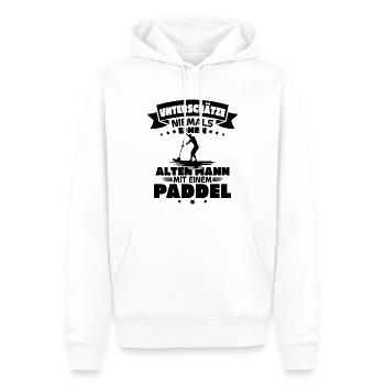 Alter Mann mit Paddel Kanufahrer Vintage Kanusport - Männer Premium Bio Hoodie - Weiß - Vorne - Nico (187cm)