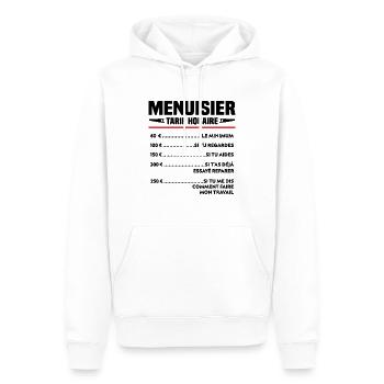 Charpentier Menuisier Humour Cadeau - Sweat à capuche Premium bio Homme - blanc - Devant - Nico (187cm)