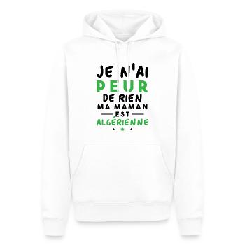 Je n ai peur de rien ma maman est Algérienne - Sweat à capuche Premium bio Homme - blanc - Devant - Nico (187cm)