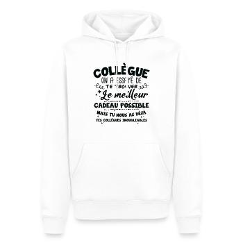 Collègue on a essayé de te trouver le meilleur - Sweat à capuche Premium bio Homme - blanc - Devant - Nico (187cm)