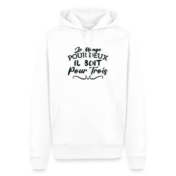 Je mange pour deux il boit pour trois - Sweat à capuche Premium bio Homme - blanc - Devant - Nico (187cm)