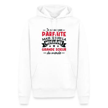 Je suis la meilleure grande soeur du monde - Sweat à capuche Premium bio Homme - blanc - Devant - Nico (187cm)