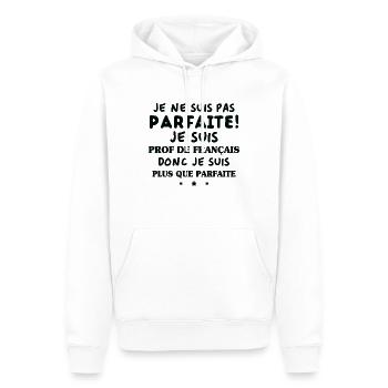 Je suis prof de français - Sweat à capuche Premium bio Homme - blanc - Devant - Nico (187cm)