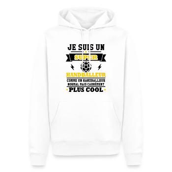 Je suis un super handballeur - Sweat à capuche Premium bio Homme - blanc - Devant - Nico (187cm)
