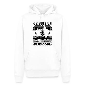 Je suis un super handballeur - Sweat à capuche Premium bio Homme - blanc - Devant - Nico (187cm)