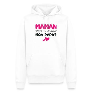 Maman veux tu épouser mon papa? - Sweat à capuche Premium bio Homme - blanc - Devant - Nico (187cm)