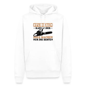 Studieren Kann Jeder Holz Machen Nur Die Besten - Männer Premium Bio Hoodie - Weiß - Vorne - Nico (187cm)