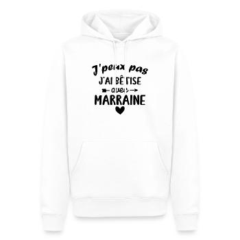 J peux pas j ai bêtise avec marraine - Sweat à capuche Premium bio Homme - blanc - Devant - Nico (187cm)