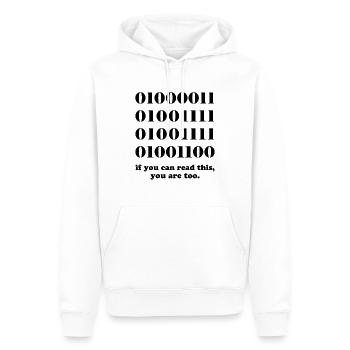 Cadeau développeurs de code binaire informatique - Sweat à capuche Premium bio Homme - blanc - Devant - Nico (187cm)