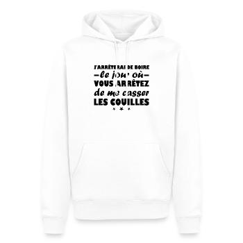 J arrêterai de boire Humour cadeau - Sweat à capuche Premium bio Homme - blanc - Devant - Nico (187cm)