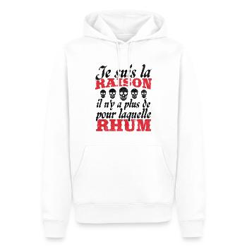 Cadeau Humour Pirates Rhum - Sweat à capuche Premium bio Homme - blanc - Devant - Nico (187cm)