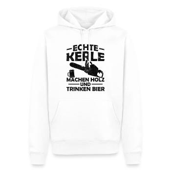 Echte kerle machen holz und trinken bier - Männer Premium Bio Hoodie - Weiß - Vorne - Nico (187cm)