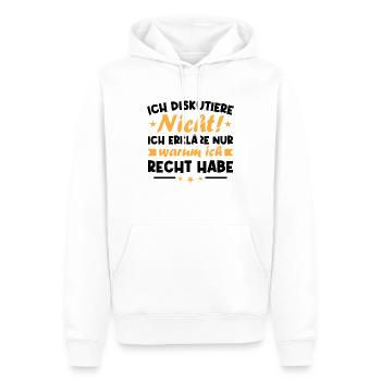 Ich diskutiere nicht erkläre warum ich recht habe - Männer Premium Bio Hoodie - Weiß - Vorne - Nico (187cm)