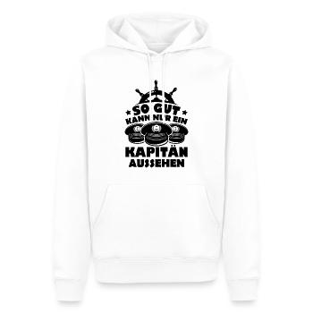 So gut kann nur ein Kapitän aussehen - Männer Premium Bio Hoodie - Weiß - Vorne - Nico (187cm)
