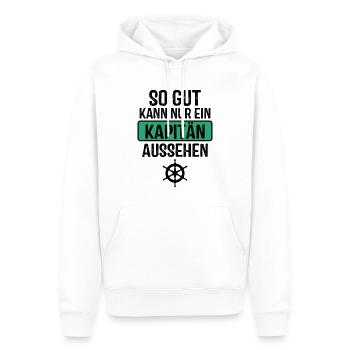 So gut kann nur ein Kapitän aussehen - Männer Premium Bio Hoodie - Weiß - Vorne - Nico (187cm)