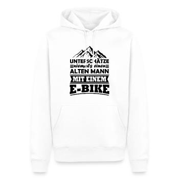 Unterschätze niemals einen alten Mann mit E-Bike - Männer Premium Bio Hoodie - Weiß - Vorne - Nico (187cm)