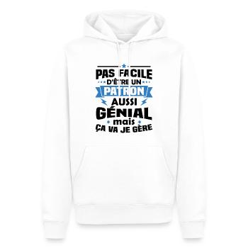 Un patron aussi génial mais ça va je gère - Sweat à capuche Premium bio Homme - blanc - Devant - Nico (187cm)
