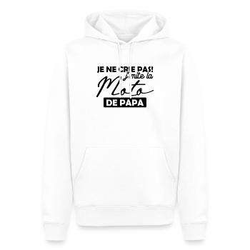 Je ne crie pas j imite la moto de papa - Sweat à capuche Premium bio Homme - blanc - Devant - Nico (187cm)