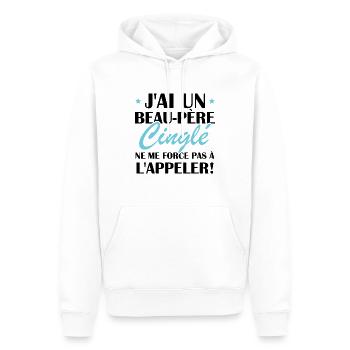 Beau-père cinglé - Sweat à capuche Premium bio Homme - blanc - Devant - Nico (187cm)