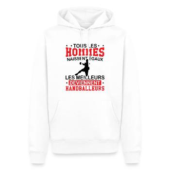 Les meilleurs deviennent handballeurs - Sweat à capuche Premium bio Homme - blanc - Devant - Nico (187cm)