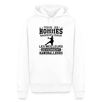 Les meilleurs deviennent handballeurs - Sweat à capuche Premium bio Homme - blanc - Devant - Nico (187cm)