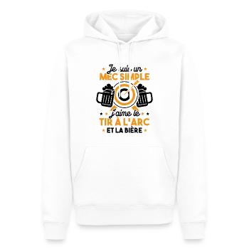 Un mec simple j'aime le tir à l'arc et la bière - Sweat à capuche Premium bio Homme - blanc - Devant - Nico (187cm)