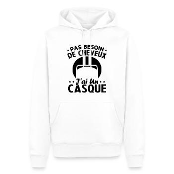 Pas Besoin De Cheveux J ai Un Casque - Sweat à capuche Premium bio Homme - blanc - Devant - Nico (187cm)