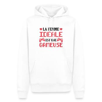 La femme idéale est une gameuse cadeau geek humour - Sweat à capuche Premium bio Homme - blanc - Devant - Nico (187cm)