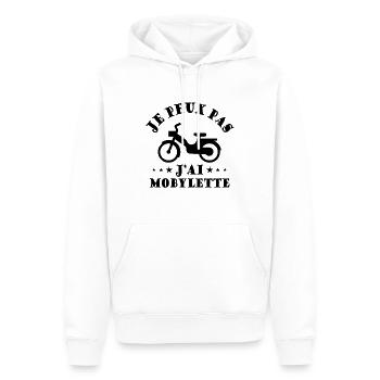Je peux pas j ai mobylette Cadeau - Sweat à capuche Premium bio Homme - blanc - Devant - Nico (187cm)